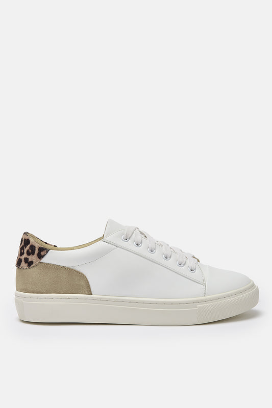 Aria white and leopard trainers