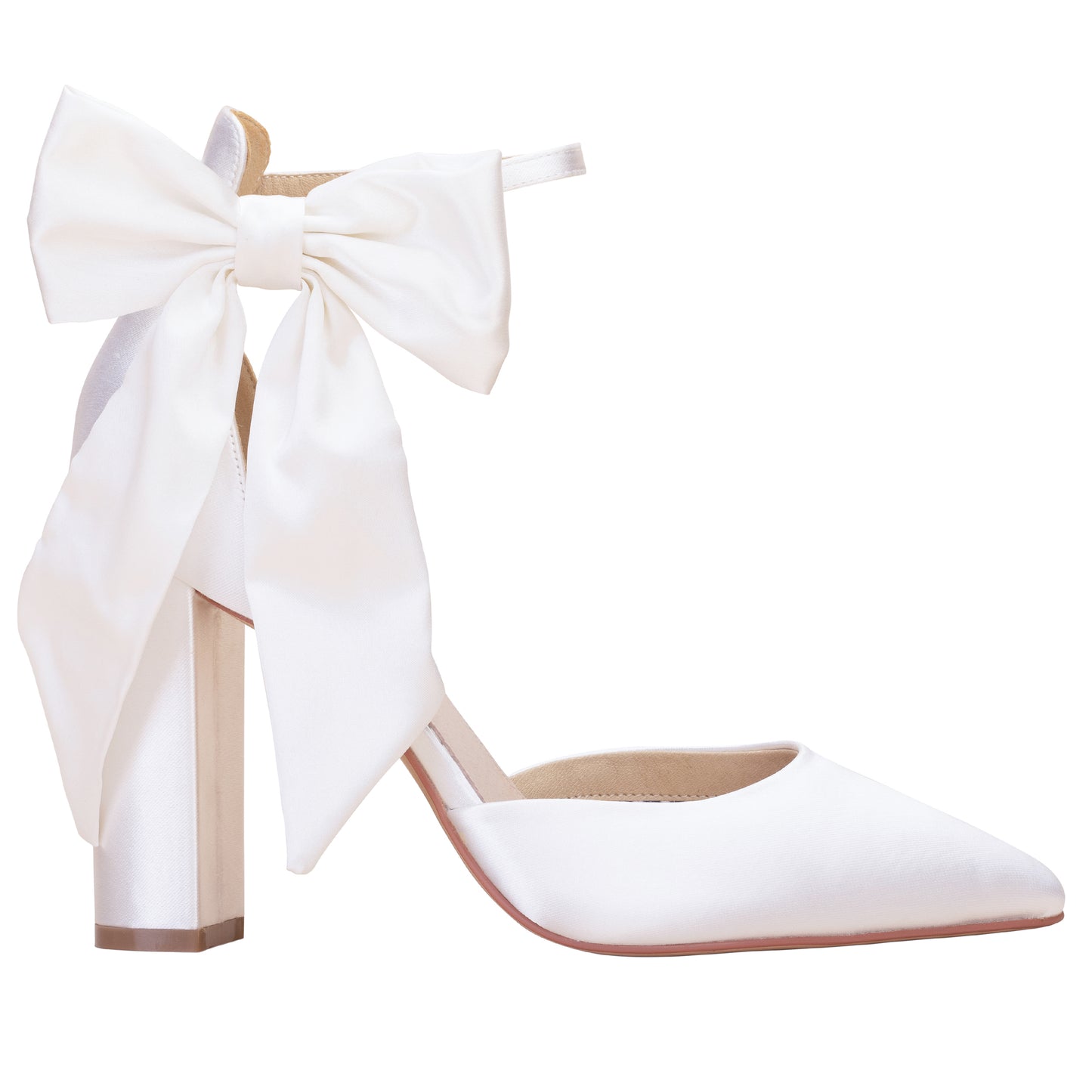 Arabella oversized satin bow block heels