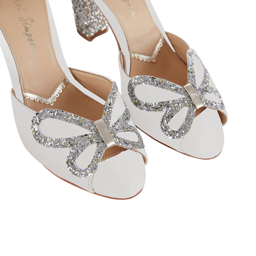 Erin ivory & silver glitter heels