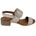 Alara grey leather two strap sandal with statement buckle