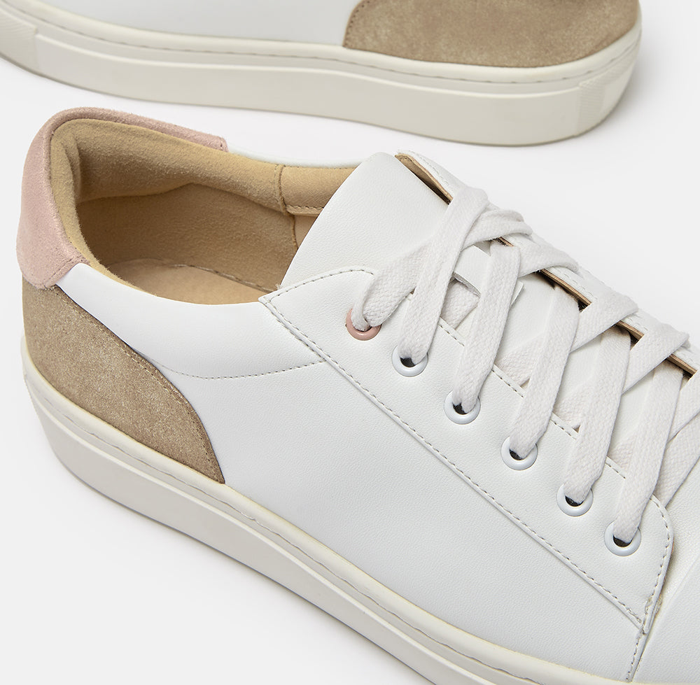 Aria white and blush trainers