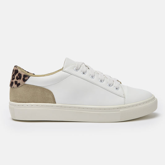 Aria white and leopard trainers