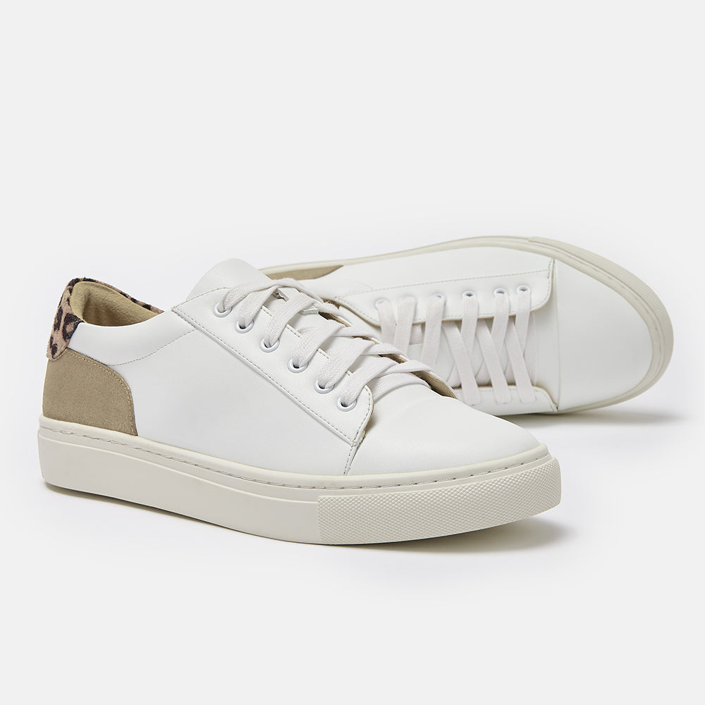 Aria white and leopard trainers
