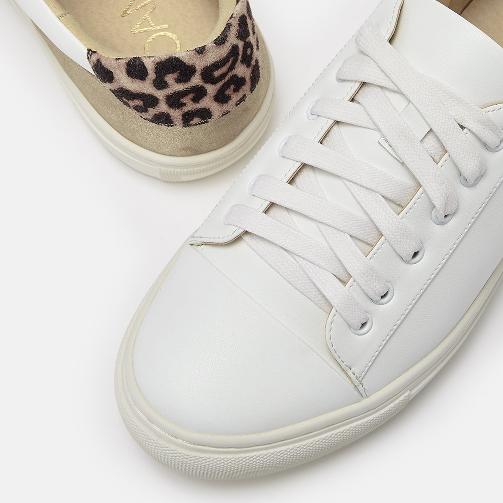 Aria white and leopard trainers
