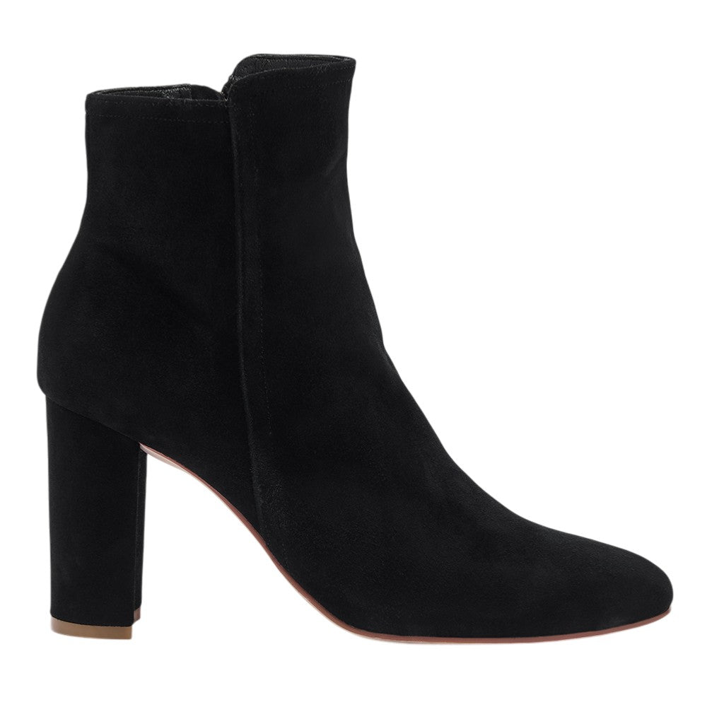 Ava black suede block heel ankle boots