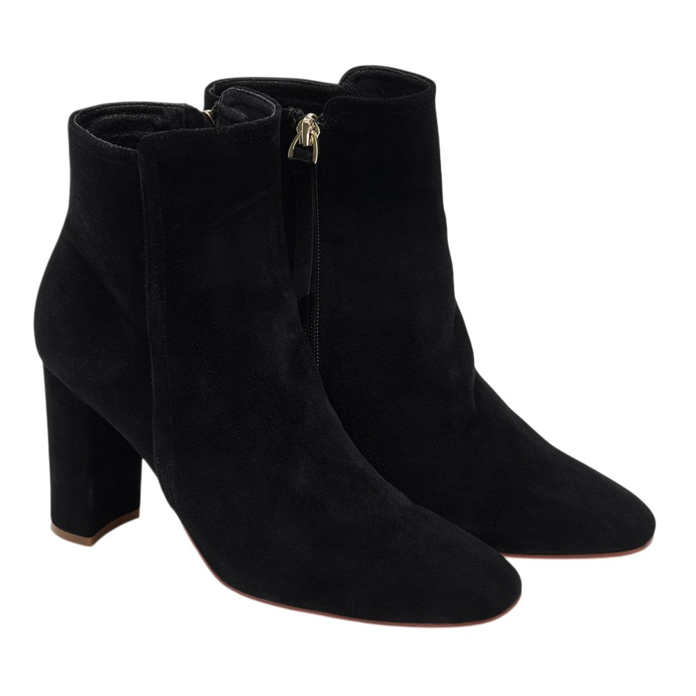 Ava black suede block heel ankle boots