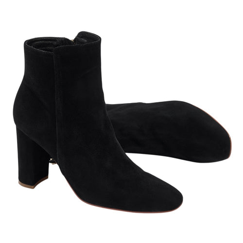 Ava black suede block heel ankle boots