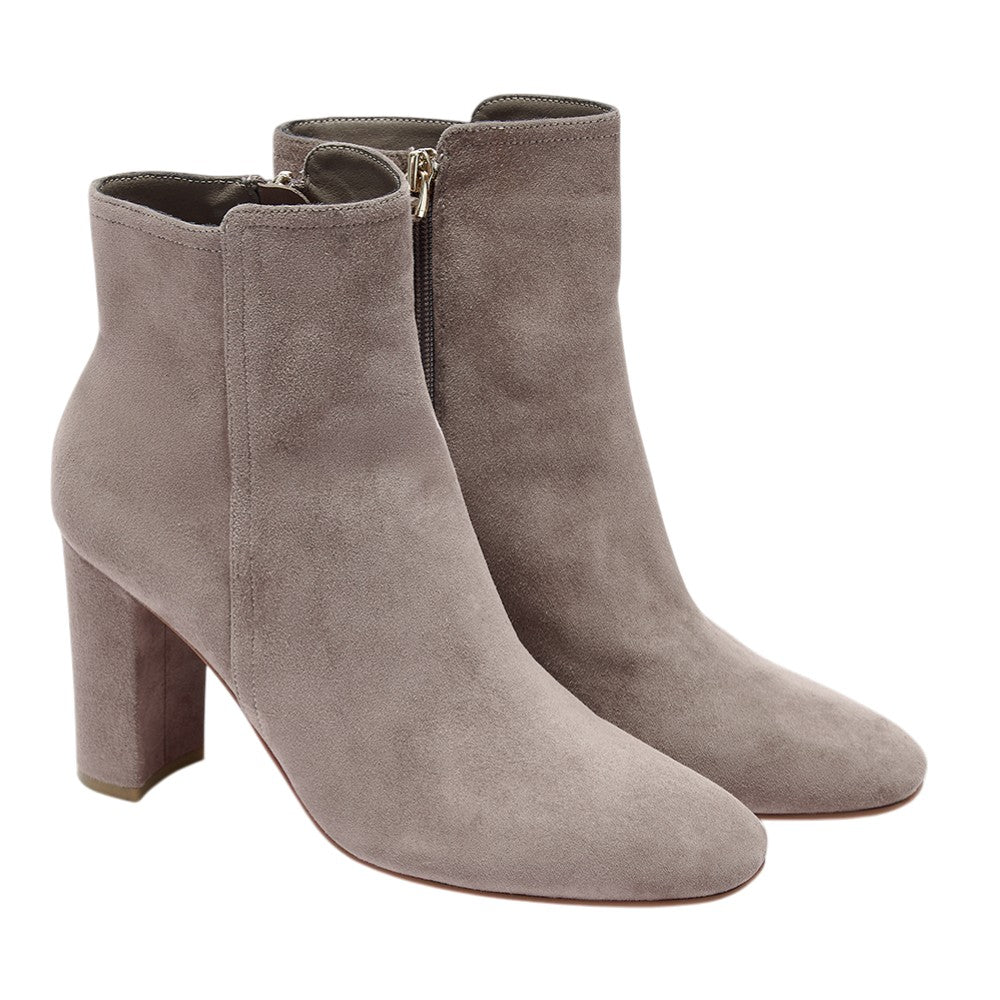 Ava taupe suede block heel ankle boots