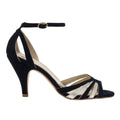 Brigitte black and gold ankle strap sandals