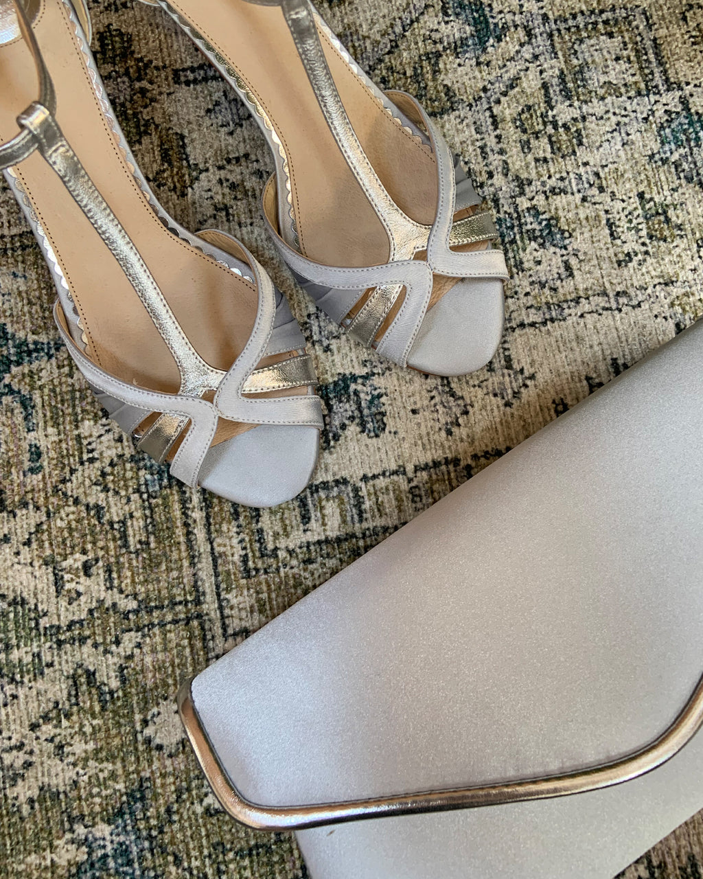 Bronte pale blue vintage style t-bar sandals