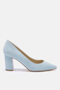 Celine pale blue suede block heel court shoe