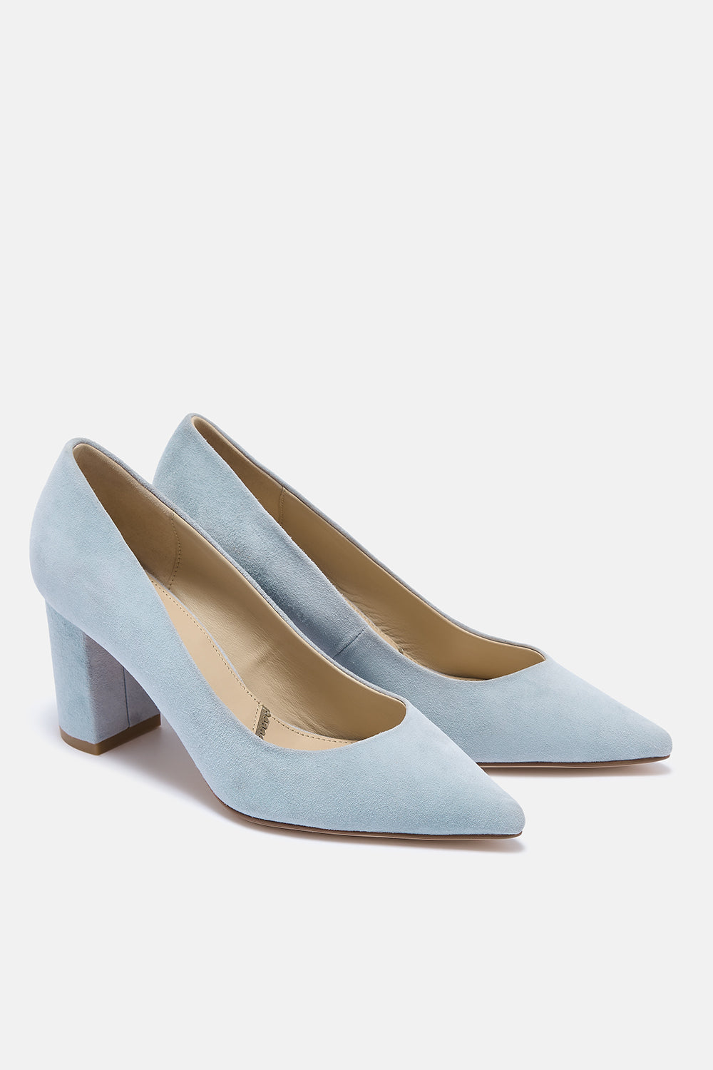 Celine pale blue suede block heel court shoe