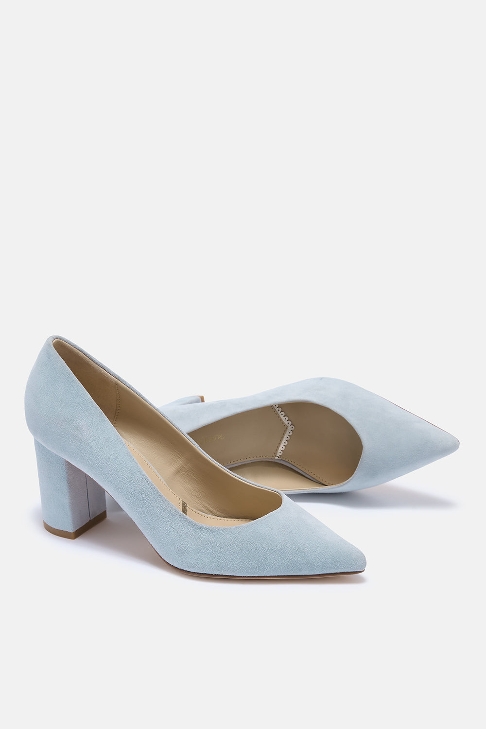 Celine pale blue suede block heel court shoe