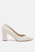 Celine off-white leather block heel court shoe