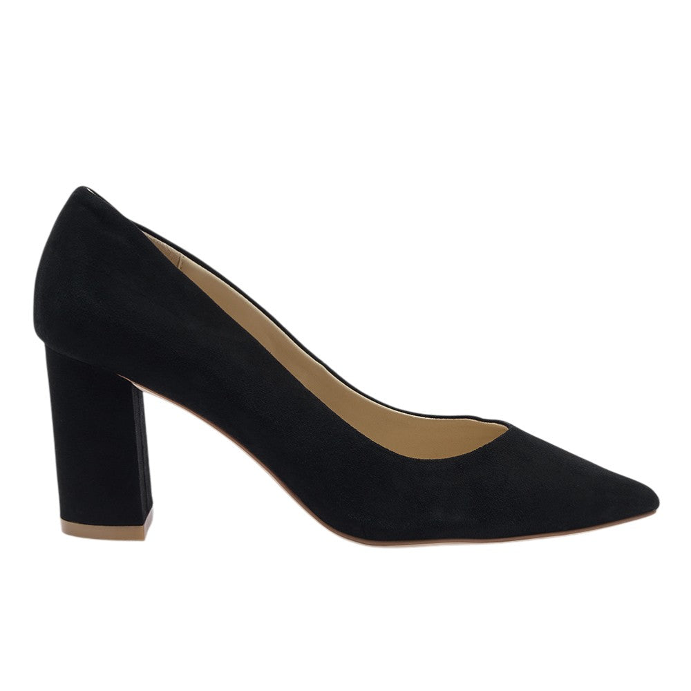 Celine black suede block heel court shoe