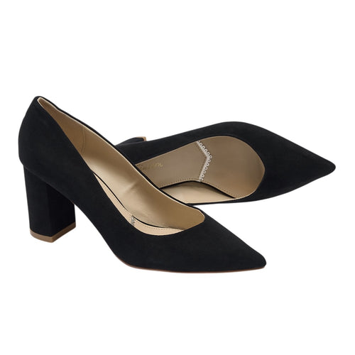 Celine black suede block heel court shoe