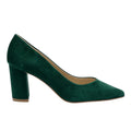 Celine forest green suede block heel court shoe