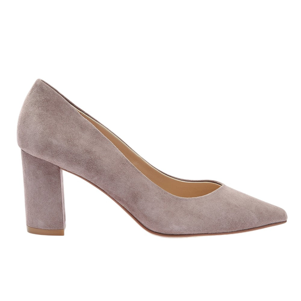 Celine taupe suede block heel court shoe