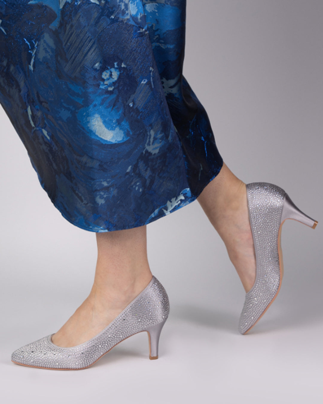 Calypso silver crystal court shoes