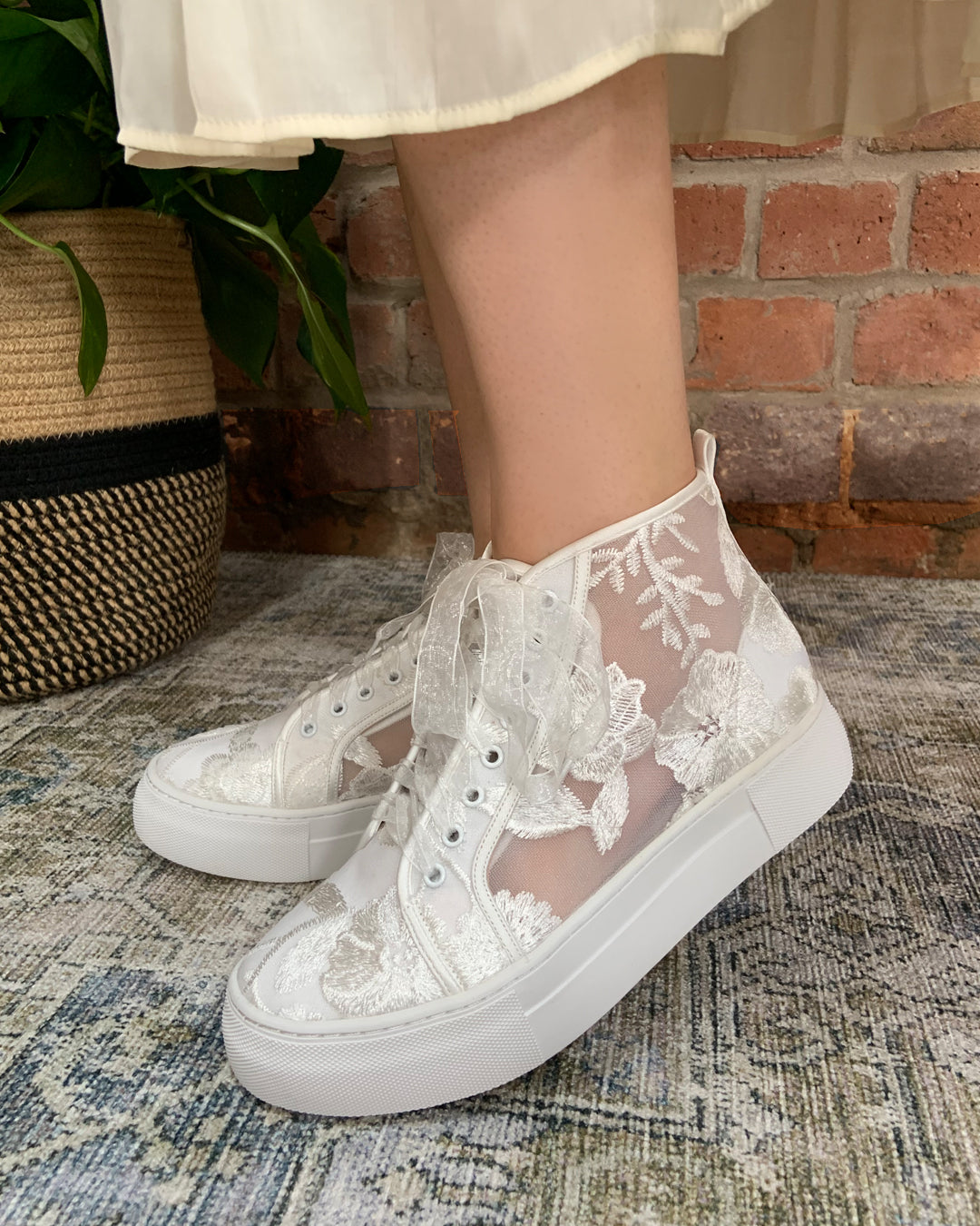 Cameron ivory floral bridal hi-tops