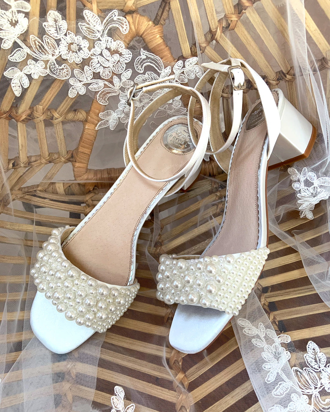 Claire pearl embellished low heels
