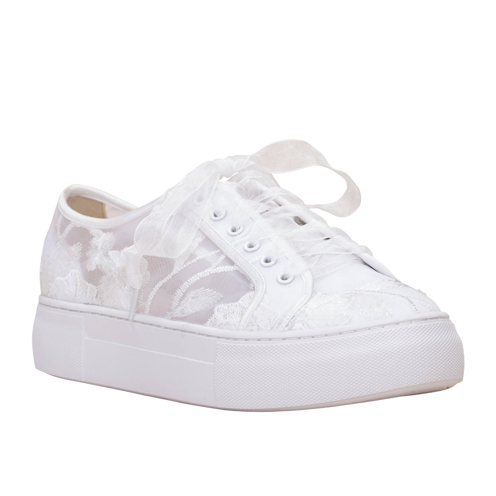 Codie ivory floral bridal trainers