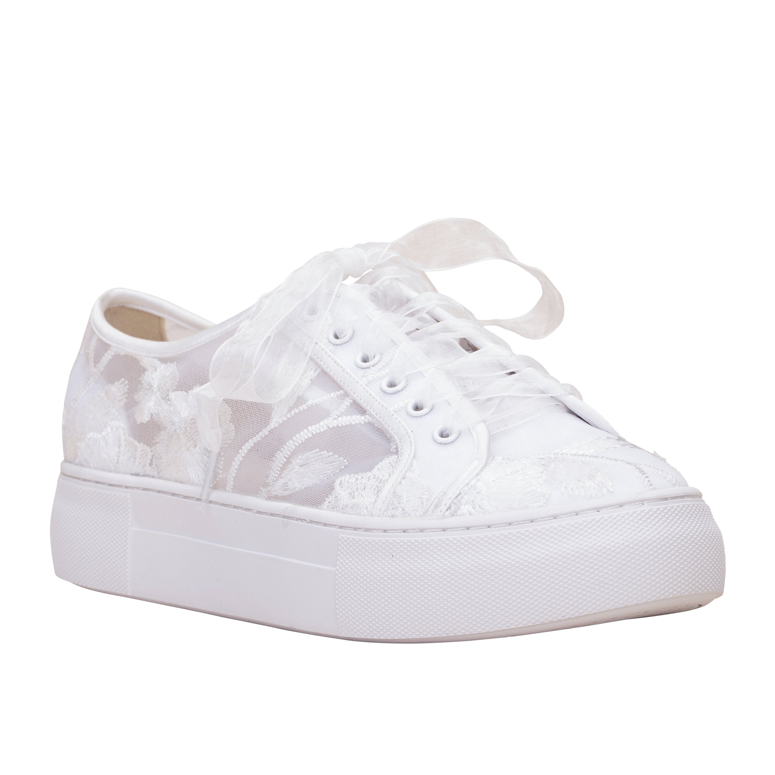 Codie ivory floral bridal trainers