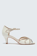 Connie ivory suede & metallic peep-toes