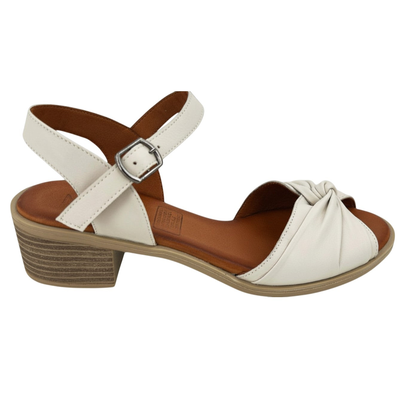 Dalia twisted off-white leather sandal with backstrap
