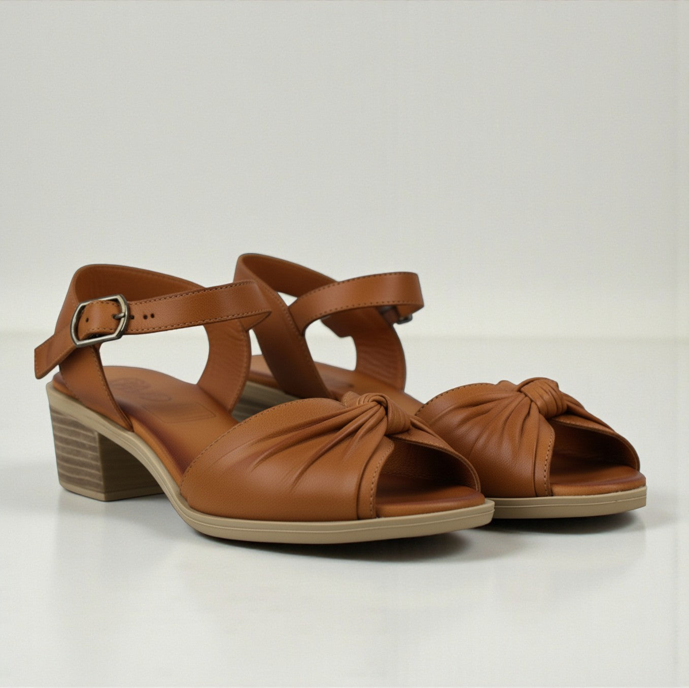 Dalia twisted tan leather sandal with backstrap