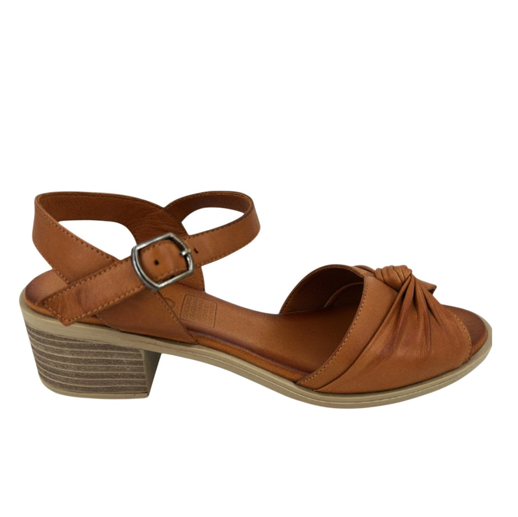 Dalia twisted tan leather sandal with backstrap