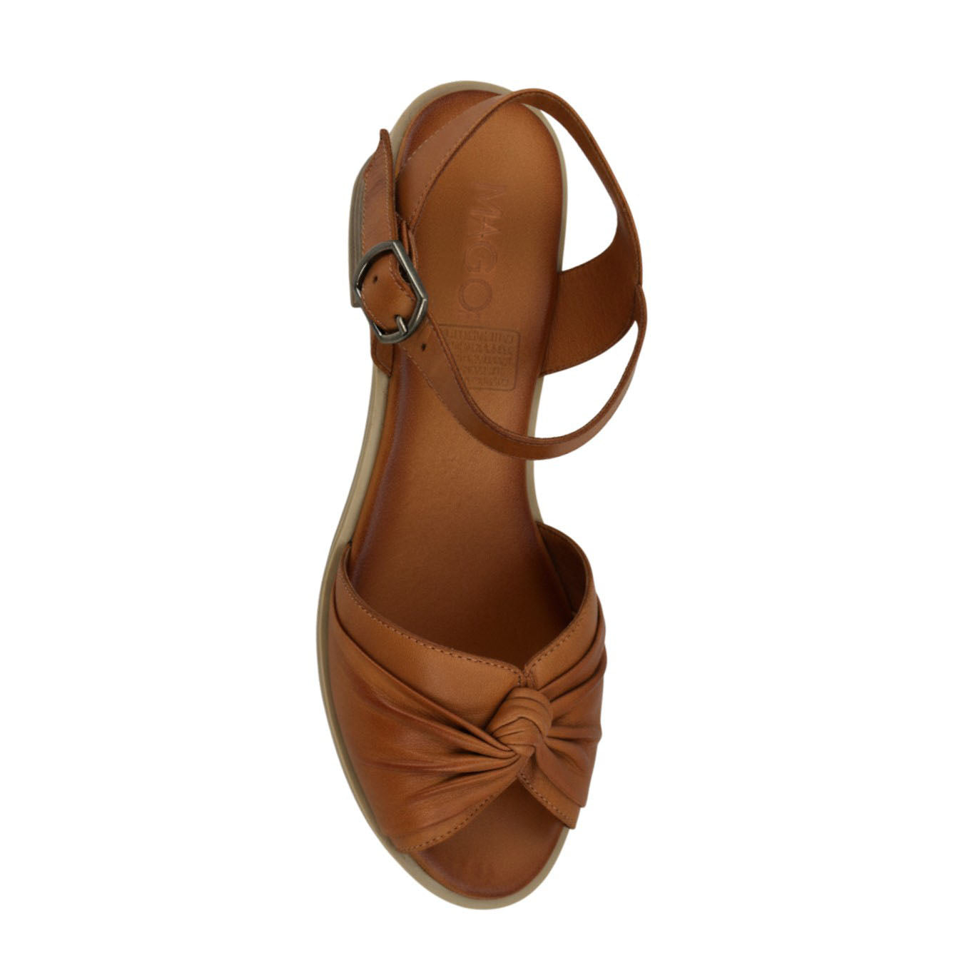 Dalia twisted tan leather sandal with backstrap