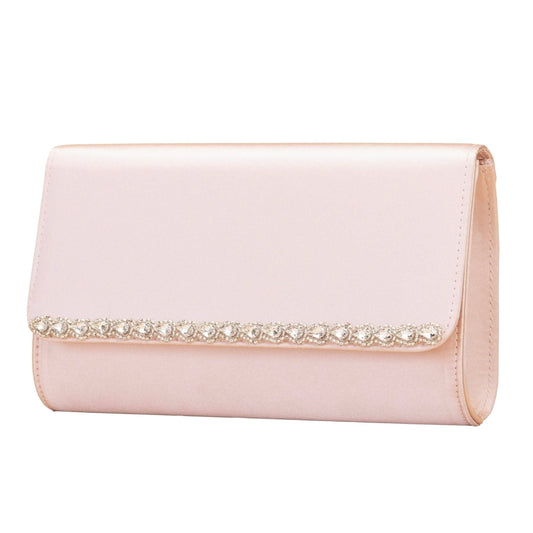 Dee blush pink satin embellished clutch bag