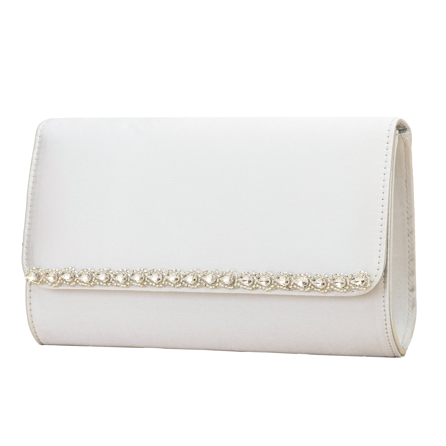 Dee ivory satin embellished clutch bag