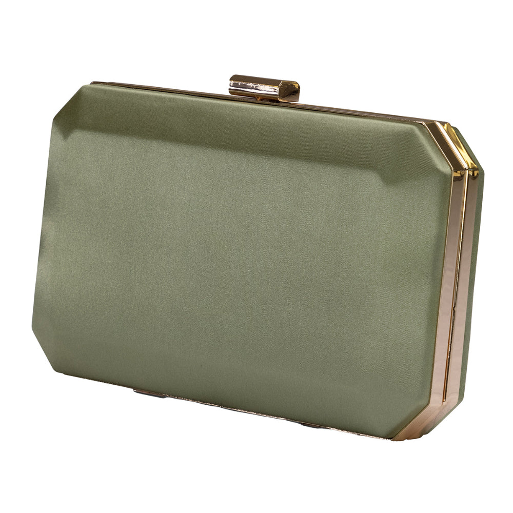 Ebony olive satin clutch bag