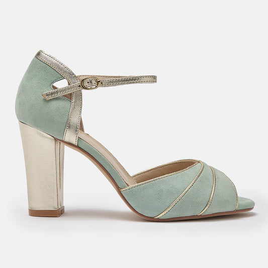 Lauren mint green asymmetric sandals