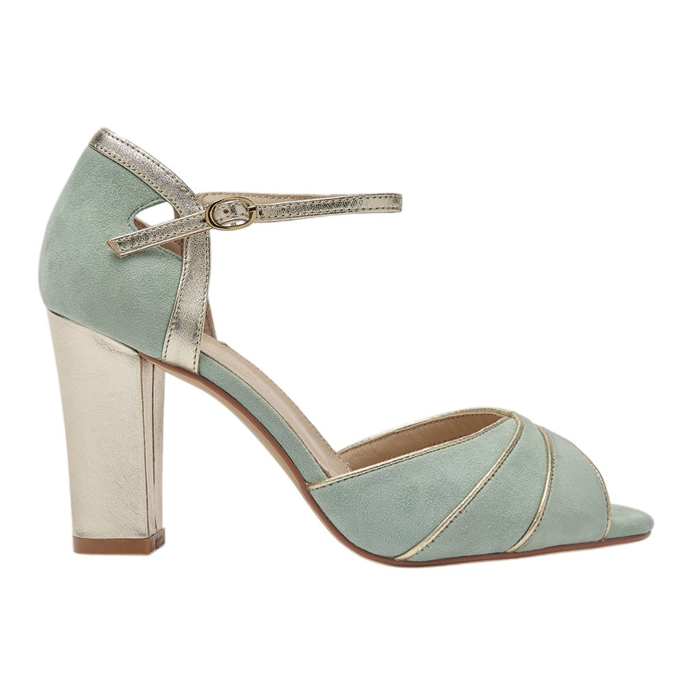 Lauren mint green asymmetric sandals
