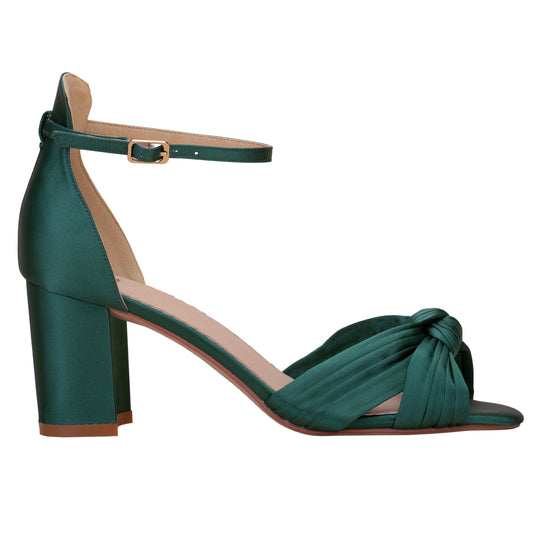 Lucinda forest green block heel sandals
