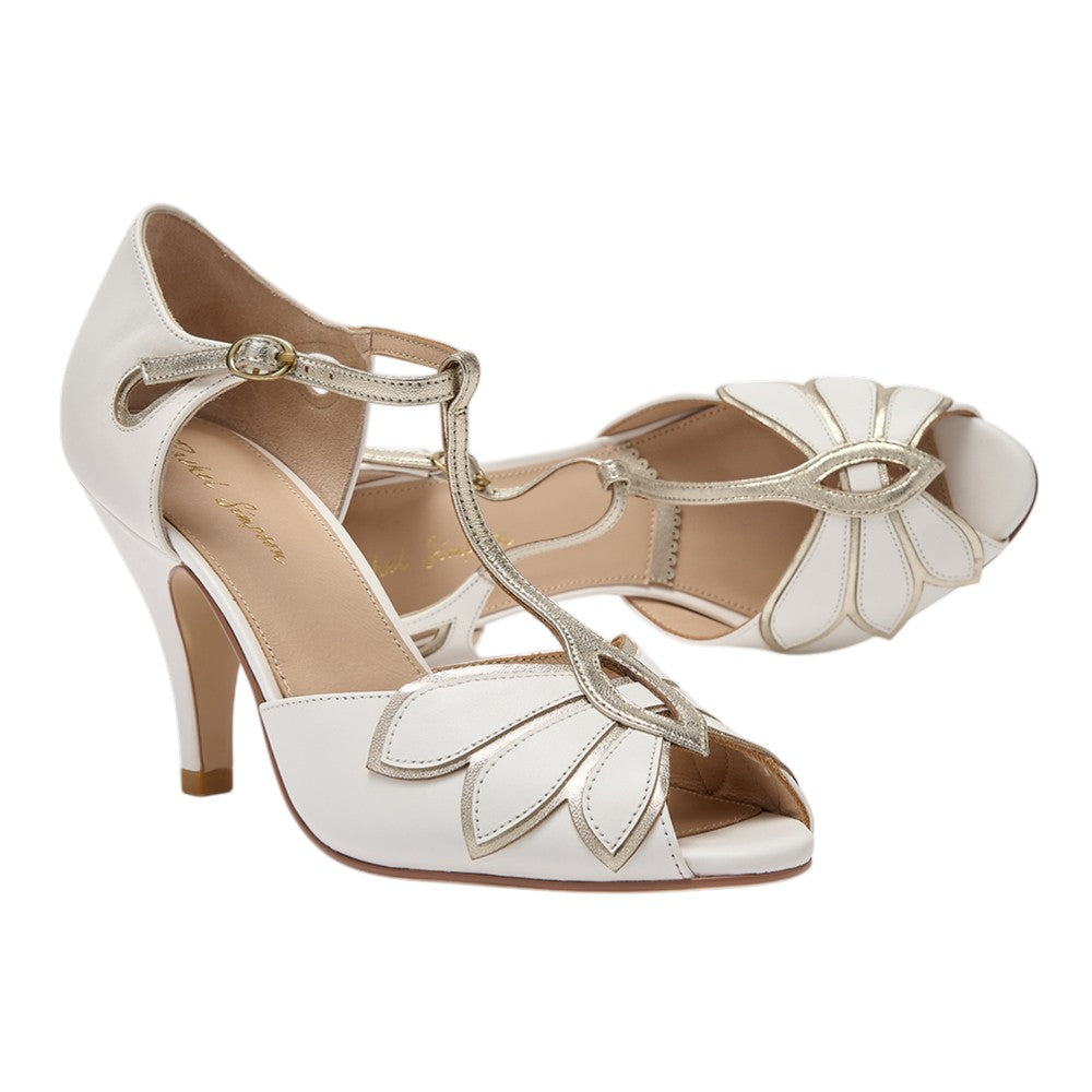 Mimosa ivory leather t-bars