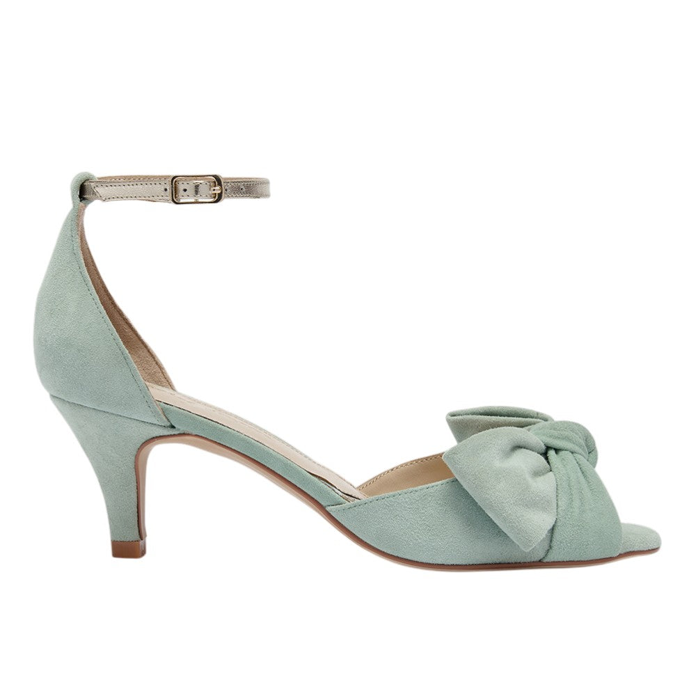 Margot mint green low heels with bows