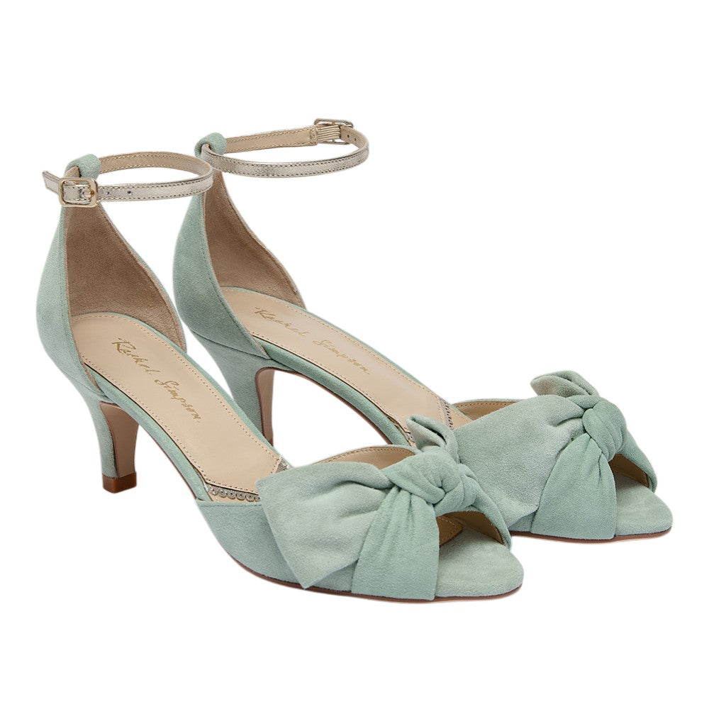 Margot mint green low heels with bows
