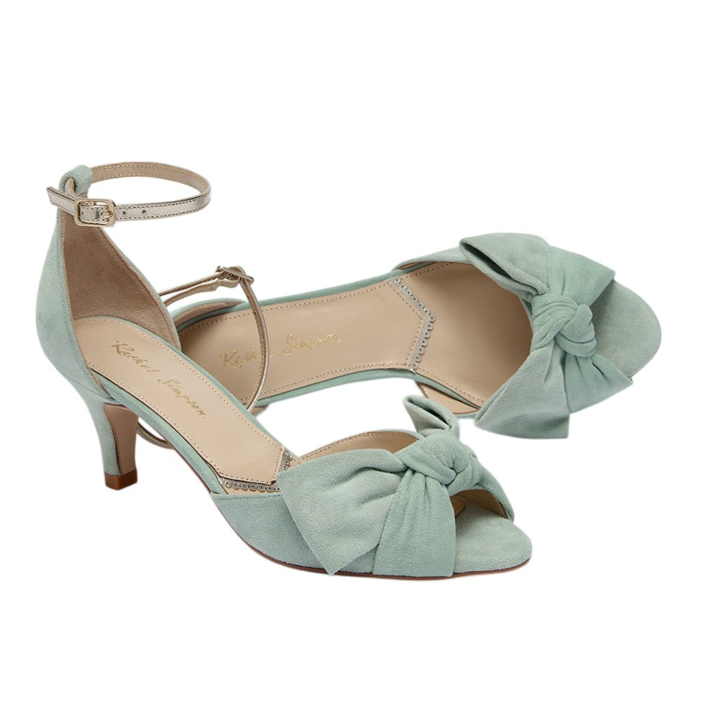 Margot mint green low heels with bows