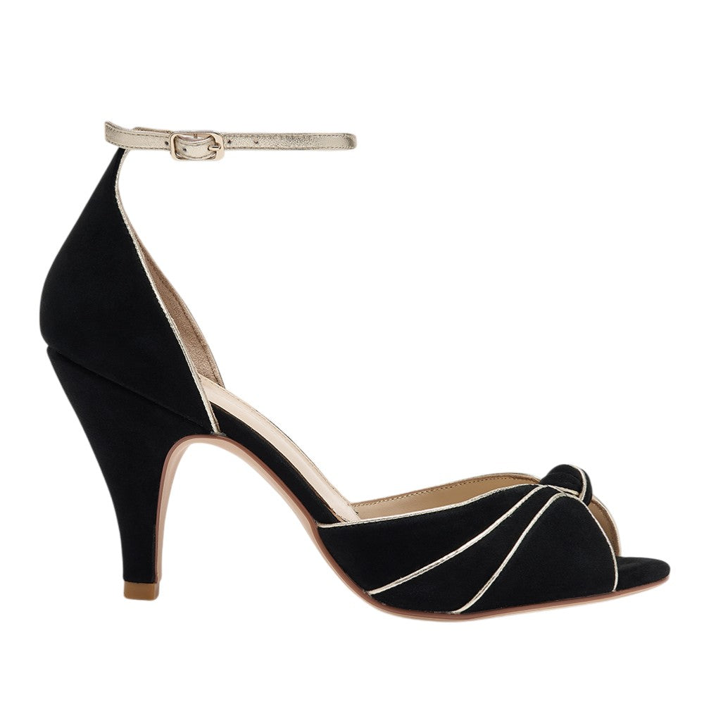 Olivia black and gold vintage heels