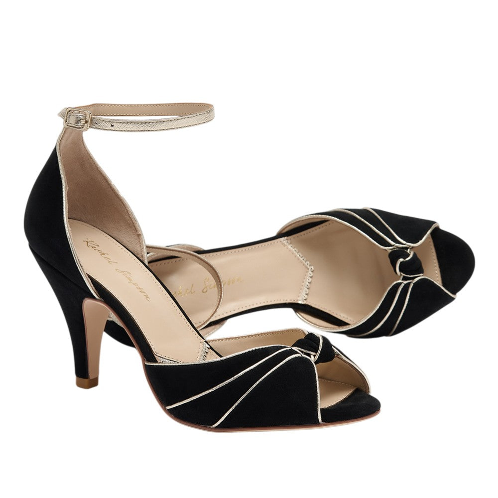 Olivia black and gold vintage heels