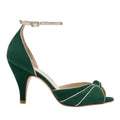 Olivia forest green and gold vintage heels