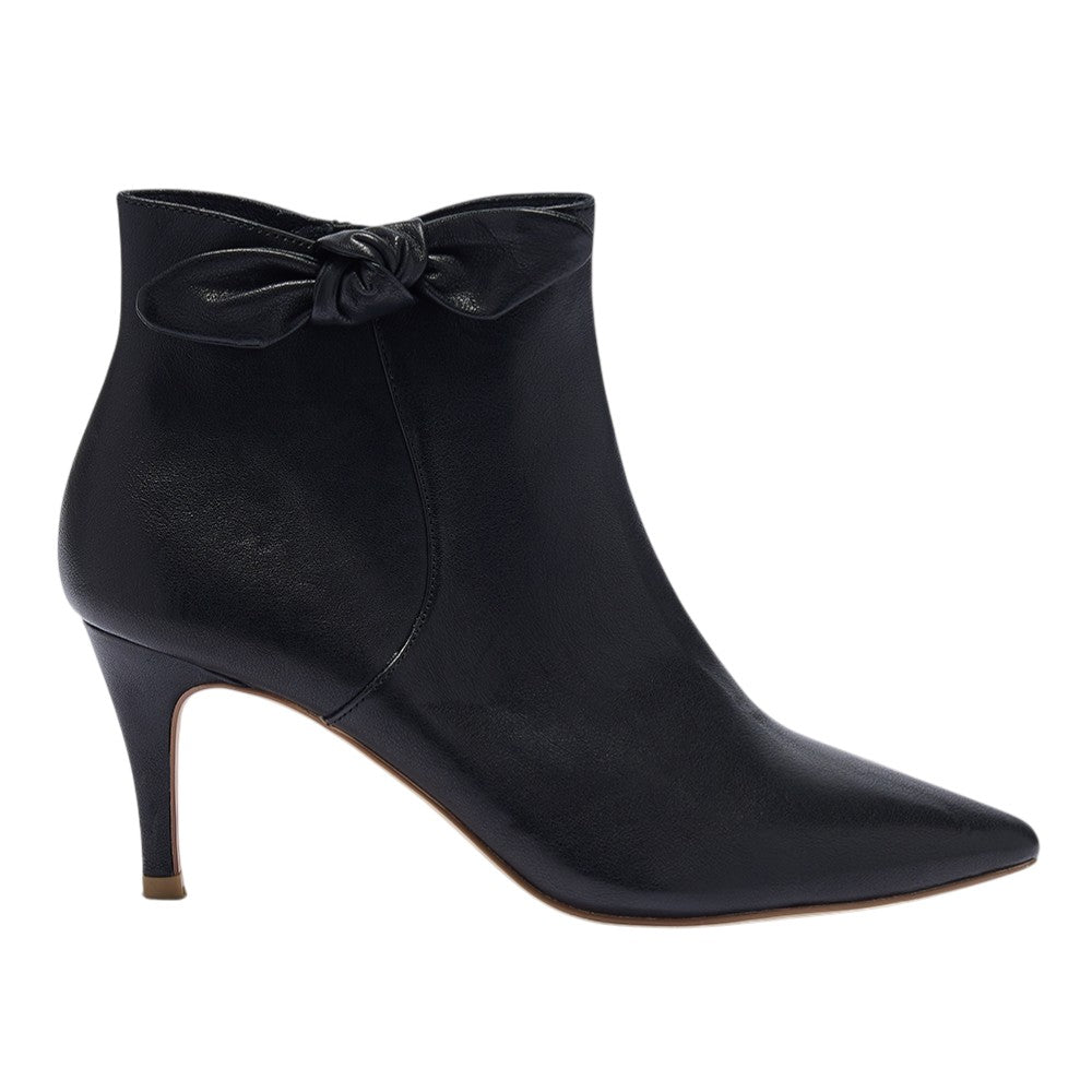 Ottilie black leather kitten heel ankle boots