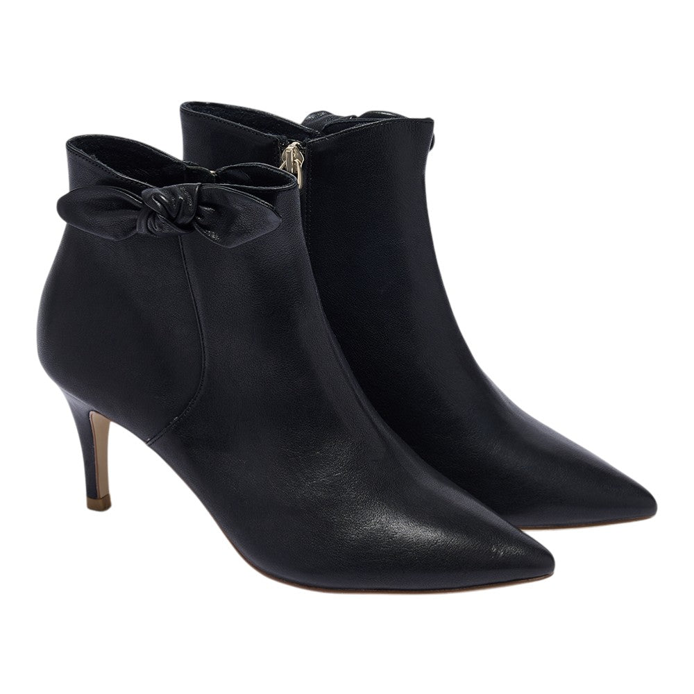 Ottilie black leather kitten heel ankle boots