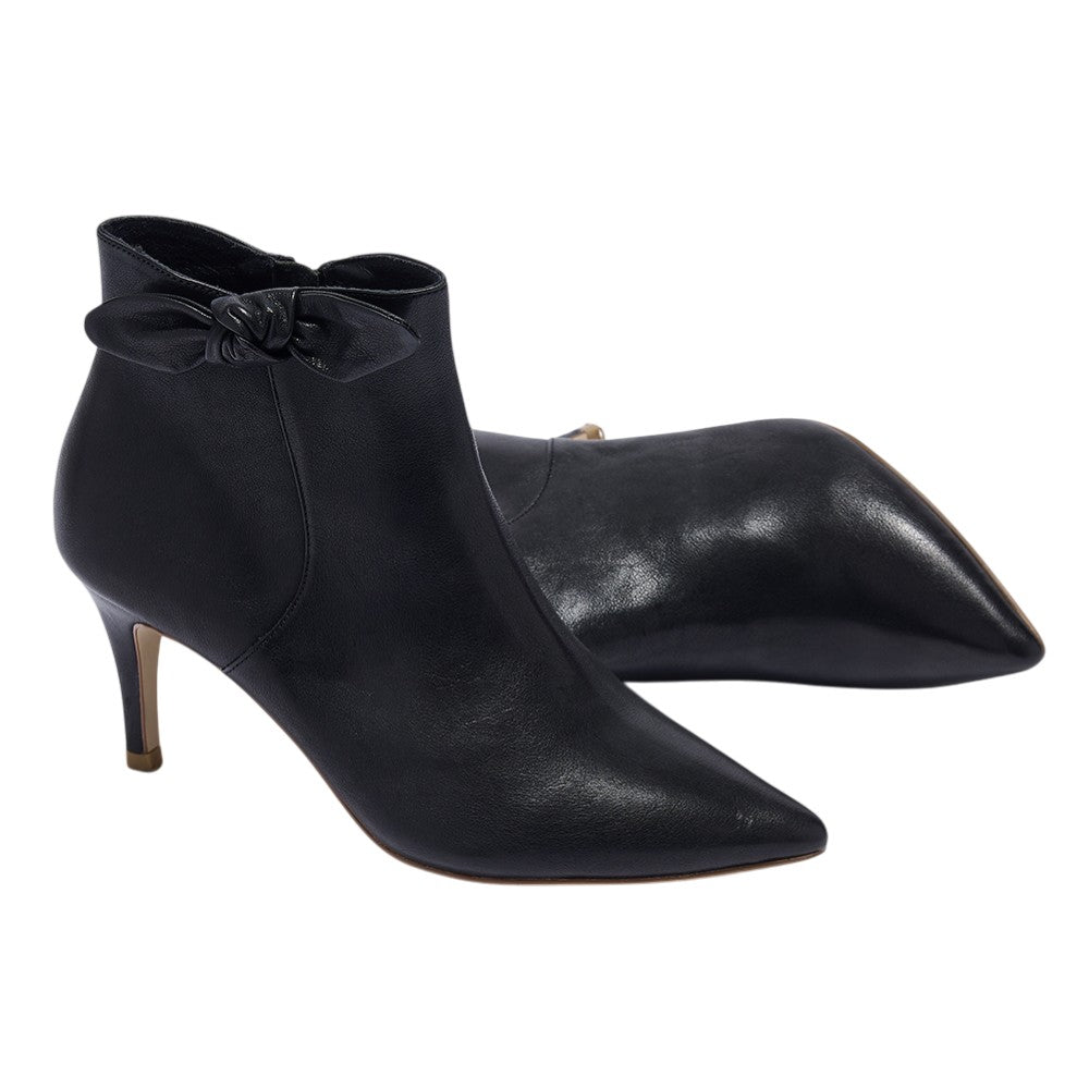 Ottilie black leather kitten heel ankle boots