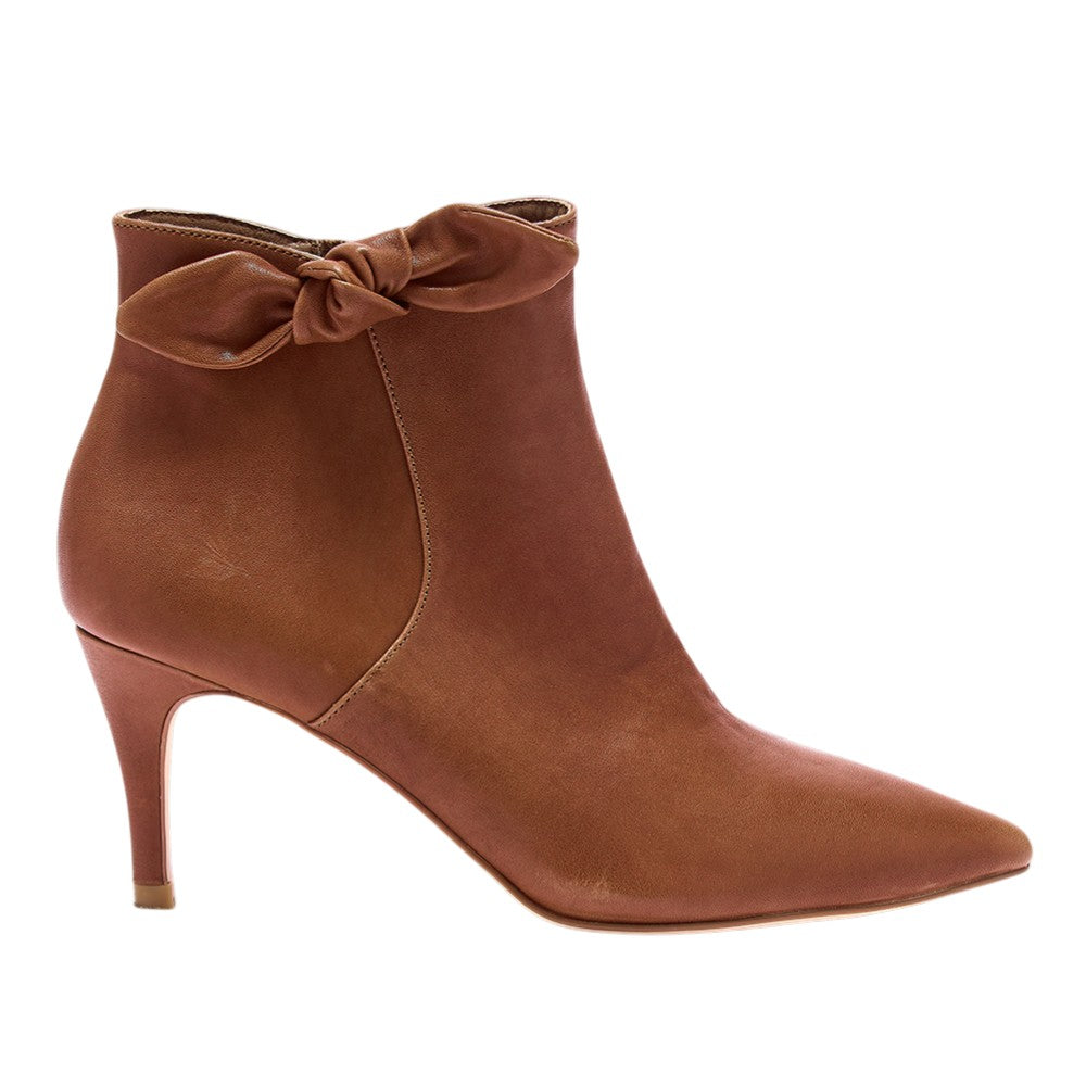 Ottilie tan leather kitten heel ankle boots