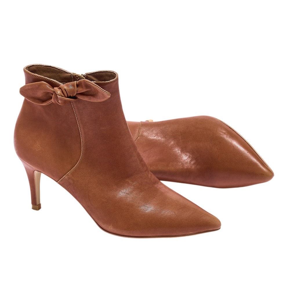 Ottilie tan leather kitten heel ankle boots